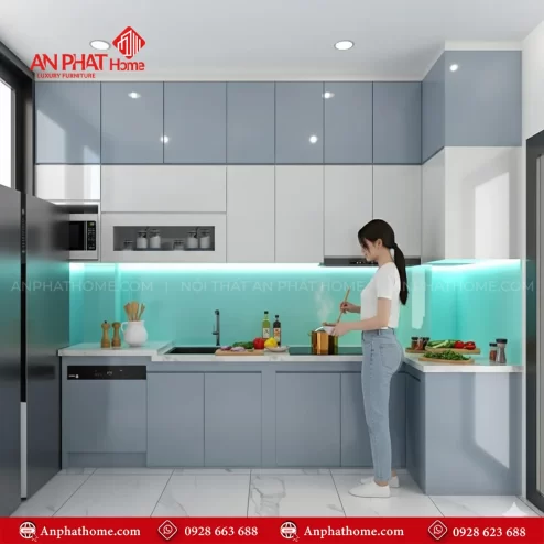 Mẫu tủ bếp trên và dưới đẹp
