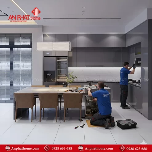 Tủ bếp đơn giản tiết kiệm