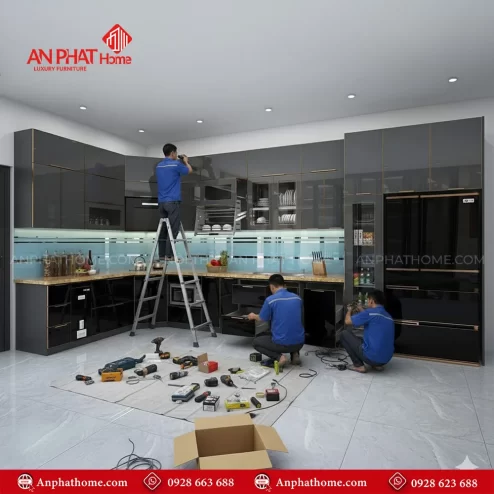 Mẫu tủ bếp đẹp đơn giản