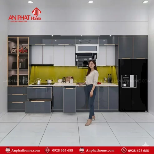 Mẫu tủ bếp gỗ đẹp hiện đại