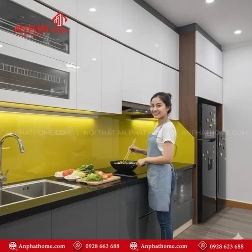 Mẫu tủ bếp đẹp đơn giản nhỏ đẹp