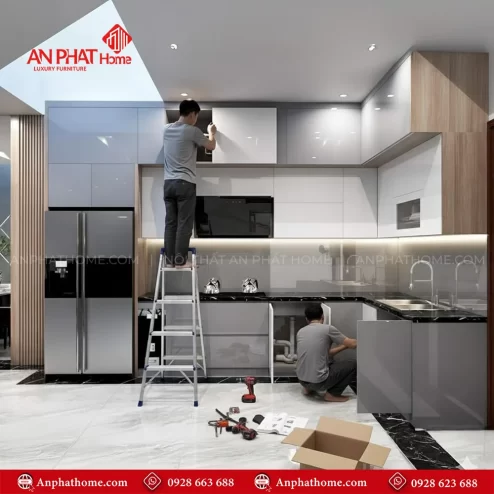 Mẫu tủ bếp đẹp hiện đại đơn giản