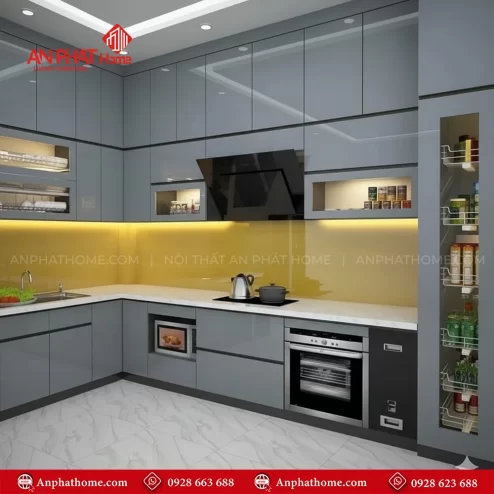 Mẫu tủ bếp nhựa Acrylic đẹp giá rẻ