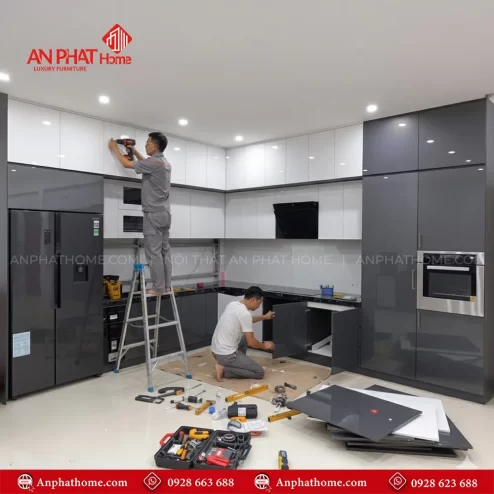 Mẫu tủ bếp nhựa Acrylic đẹp giá rẻ