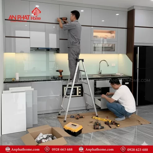 Mẫu tủ bếp chữ i hiện đại