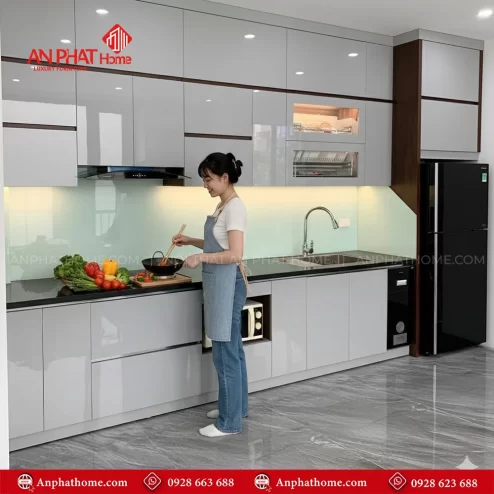 Tủ bếp chữ i đẹp hiện đại