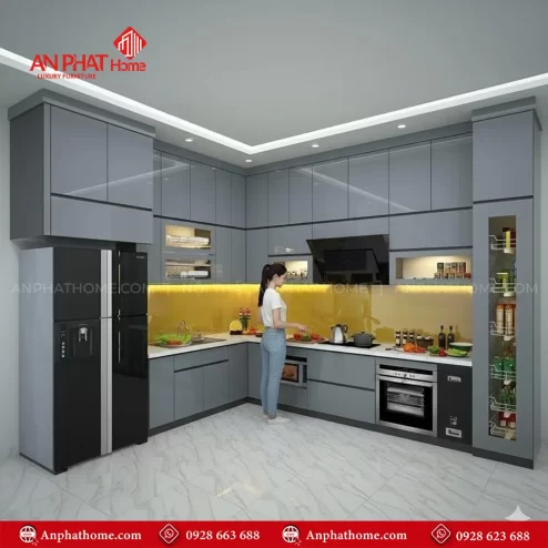 Tủ bếp nhựa Picomat phủ Melamine, Acrylic đẹp hiện đại