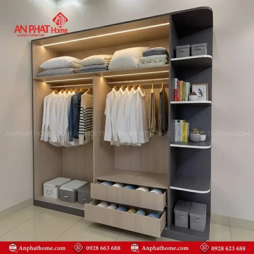 Mẫu thiết kế tủ quần áo bằng nhôm kính