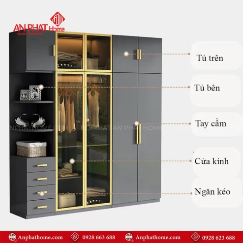 Mẫu tủ đựng quần áo hiện đại đẹp