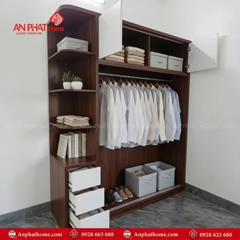 Mẫu tủ quần áo nhỏ bằng gỗ công nghiệp đẹp