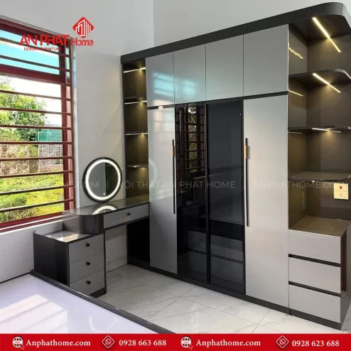 Tủ Quần Áo Đẹp Kết Hợp Cánh Kính TA-520 An Phát Home