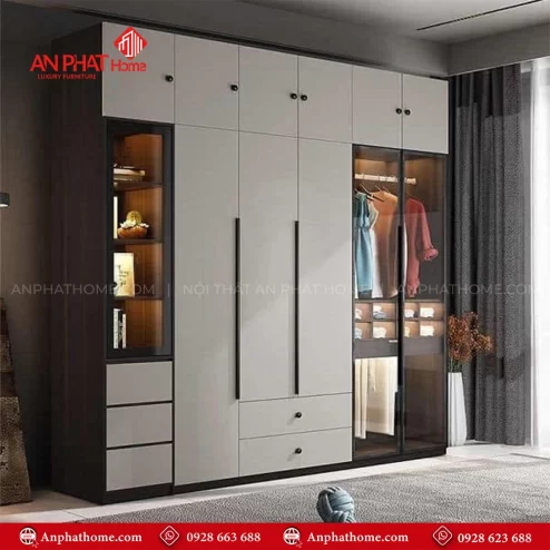 Tủ Quần Áo Gỗ Cánh Kính TA-540 An Phát Home