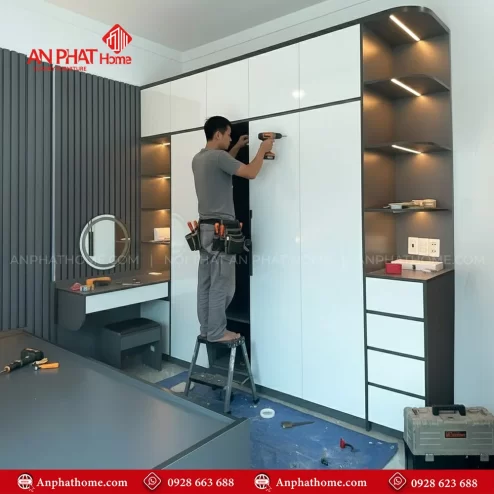 Mẫu thiết kế tủ quần áo hiện đại sang trọng