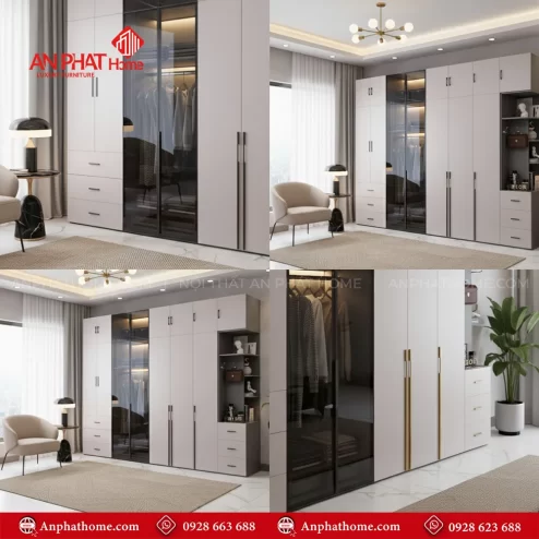 Thiết kế tủ quần áo hiện đại sang trọng