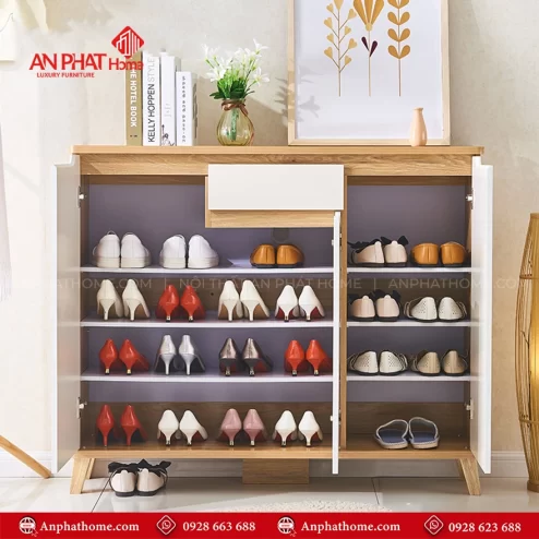 Mẫu tủ giày dép bằng gỗ công nghiệp