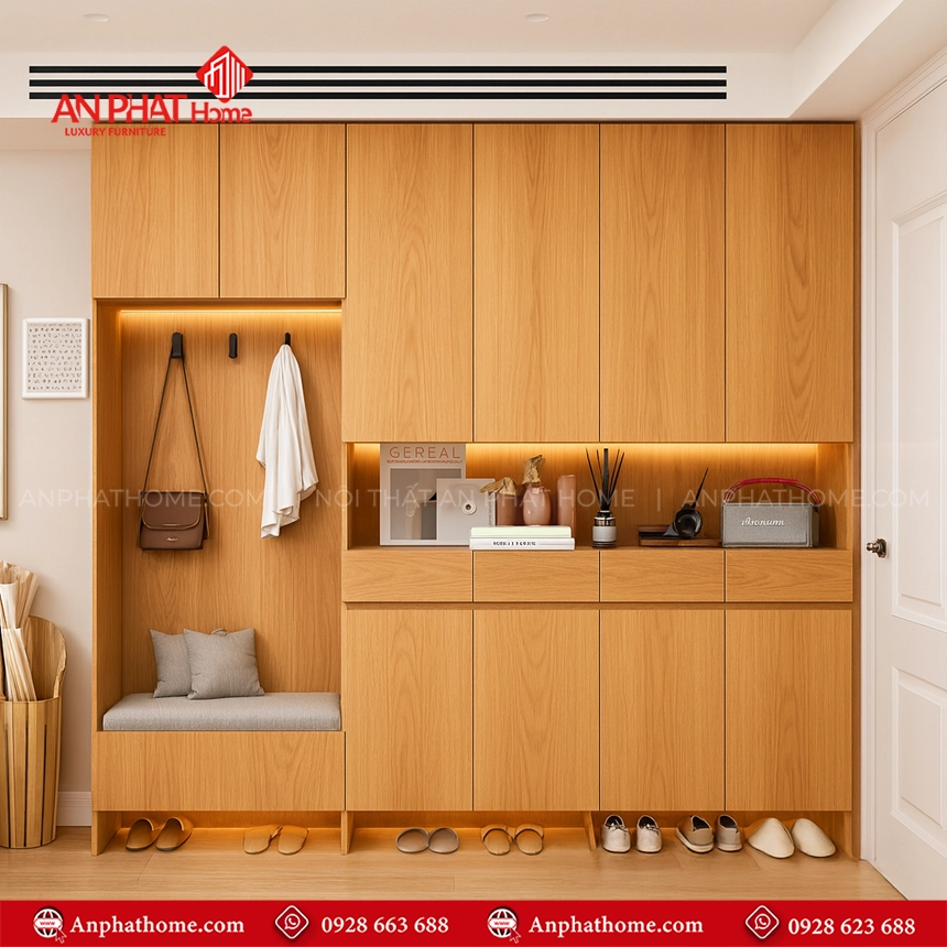 Tủ để giày kết hợp ghế ngồi thiết kế đẹp mắt T-5479 13 Tủ để giày kết hợp ghế ngồi thiết kế đẹp mắt T-5479 An Phát Home