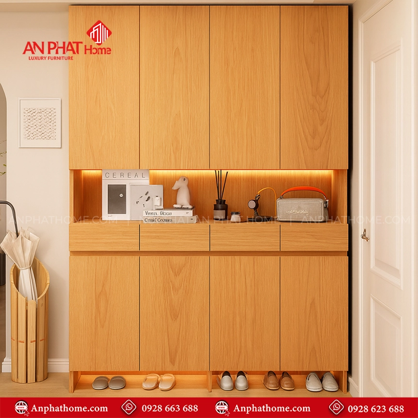Tủ để giày kết hợp ghế ngồi thiết kế đẹp mắt T-5479 14 Mẫu tủ giày dép bằng gỗ MDF