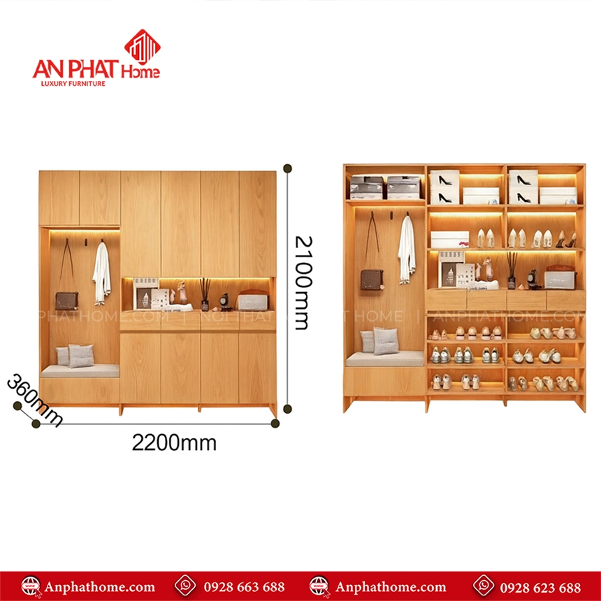 Tủ để giày kết hợp ghế ngồi thiết kế đẹp mắt T-5479 17 Top 33 mẫu tủ đựng giày gỗ thông minh