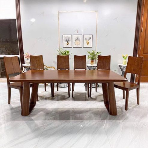 Bộ bàn ăn 6 ghế ăn gỗ sồi hiện đại BA-2040