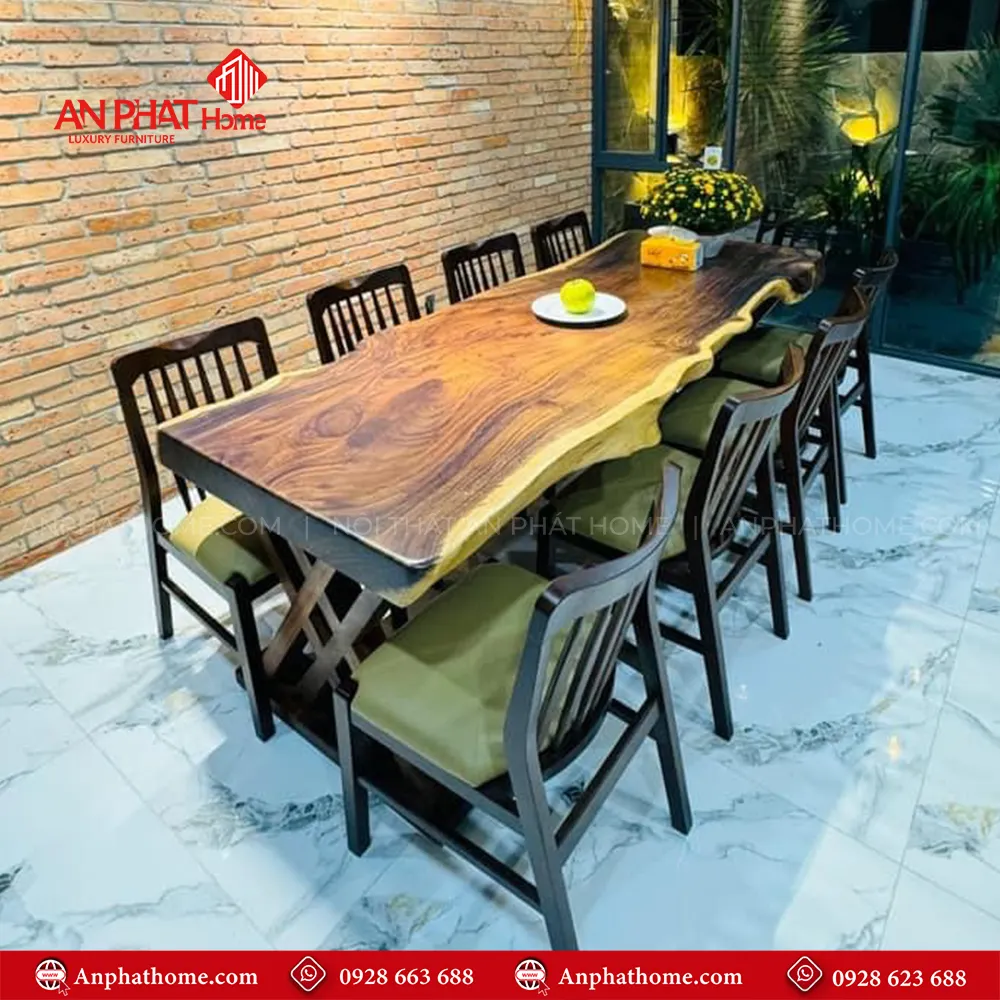 Bàn ăn nguyên khối gỗ me tây sang trọng 8 ghế BA-2052 5 Bàn ăn nguyên khối gỗ me tây sang trọng 8 ghế BA-2052, Với thiết kế đơn giản, kiểu dáng hiện đại, Bộ bàn ăn Me Tây nguyên tấm vân gỗ tự nhiên sang trọng, Phù hợp với mọi không gian