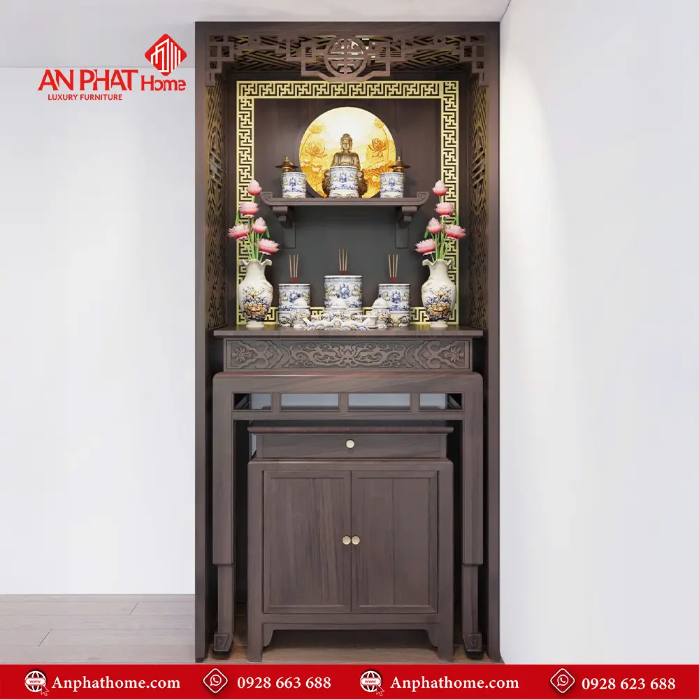 Bàn Thờ Đẹp Kết Hợp Bàn Treo Phật BT-2379 3 Bàn Thờ Đẹp Kết Hợp Bàn Treo Phật BT-2379