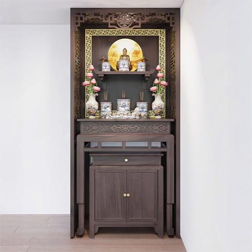 Bàn Thờ Đẹp Kết Hợp Bàn Treo Phật BT-2379