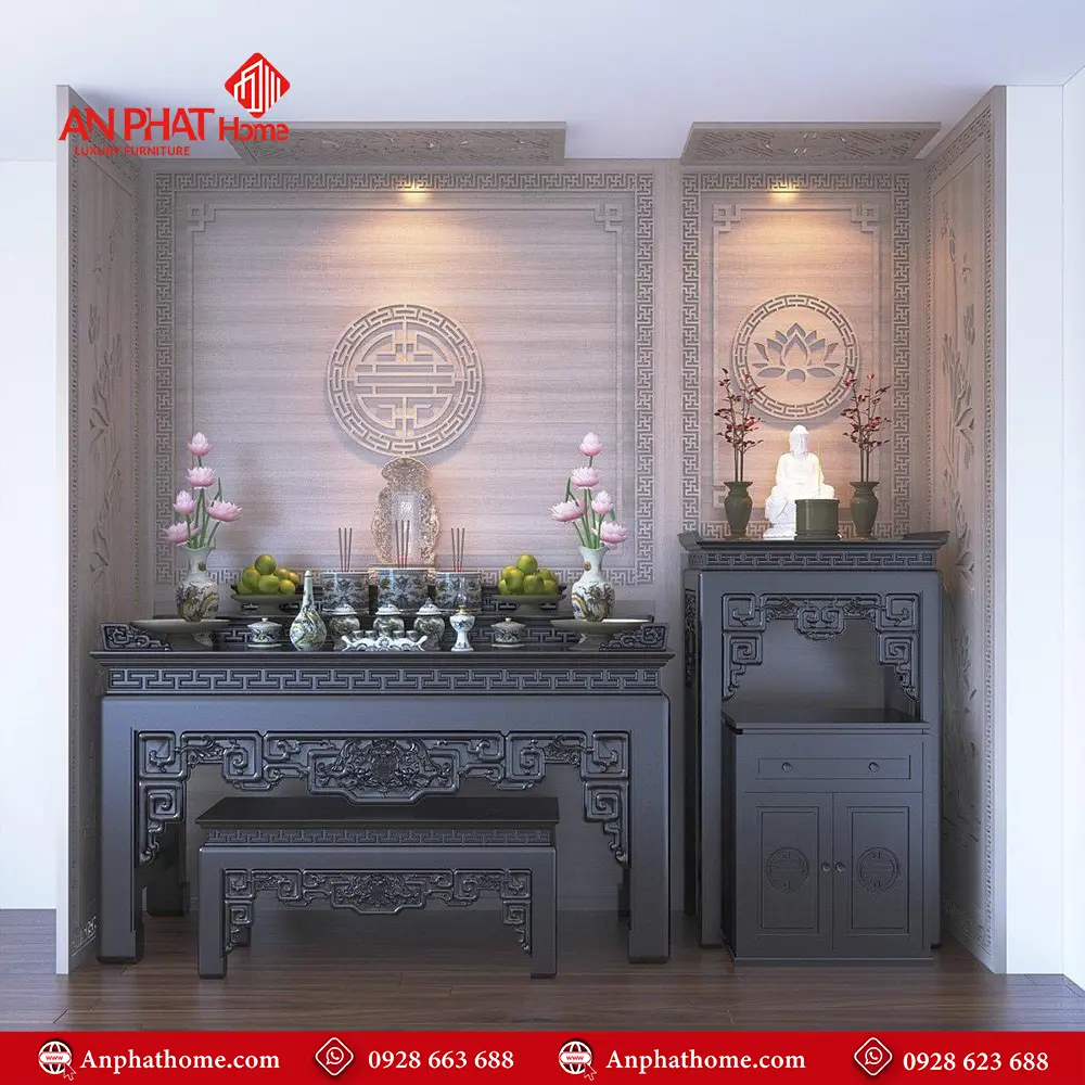 Bàn Thờ Đẹp Kết Hợp Phật Và Gia Tiên BT-2372 3 Bàn Thờ Đẹp Kết Hợp Phật Và Gia Tiên BT-2372