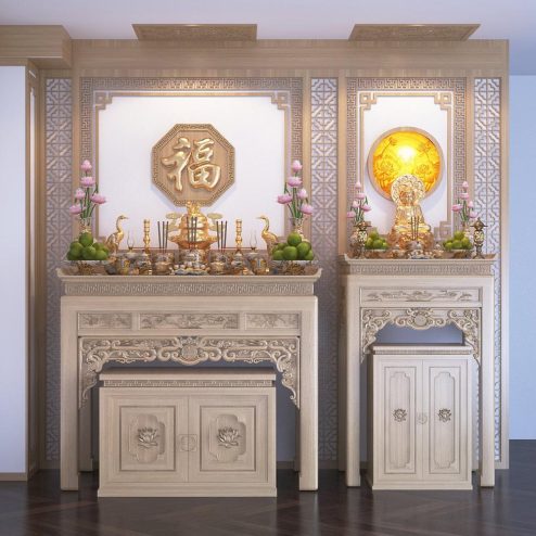 Bàn Thờ Gia Tiên Kết Hợp Bàn Thờ Phật BT-2362