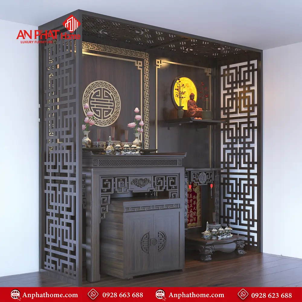 Bàn Thờ Gia Tiên Kết Hợp Bàn Treo Phật Và Ban Thần Tài BT-2382 3 Bàn Thờ Gia Tiên Kết Hợp Bàn Treo Phật Và Ban Thần Tài BT-2382