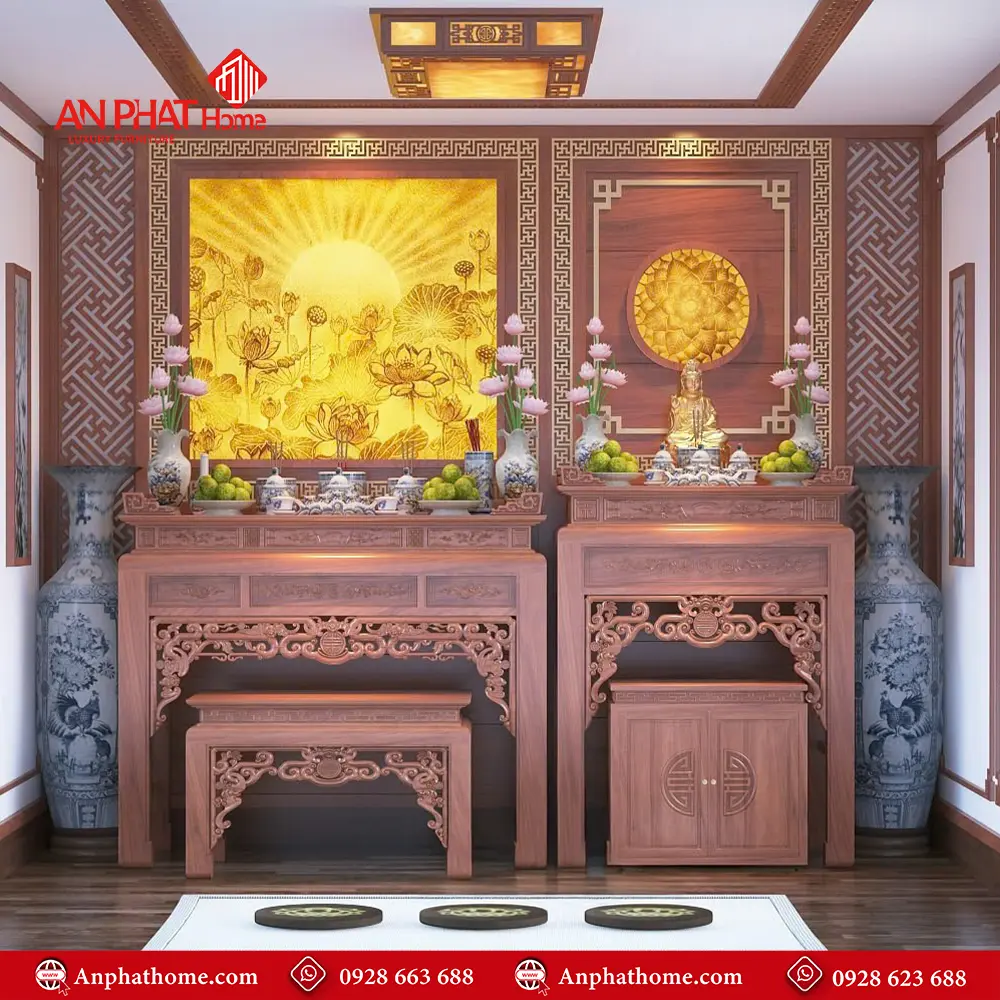 Bàn Thờ Phật Kết Hợp Gia Tiên BT-2349 5 Bàn Thờ Phật Kết Hợp Gia Tiên BT-2349