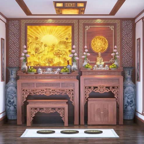 Bàn Thờ Phật Kết Hợp Gia Tiên BT-2349