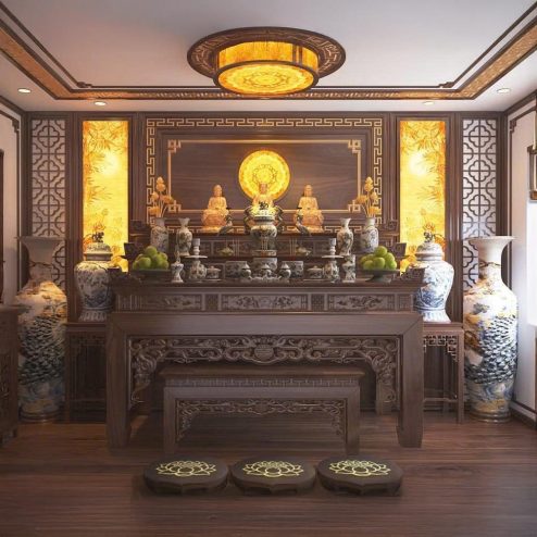 Bàn Thờ Phật Kết Hợp Gia Tiên Đẹp BT-2305