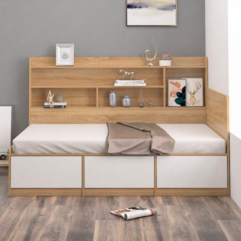 Giường hiện đại thiết kế liền kệ trưng bày GN-208