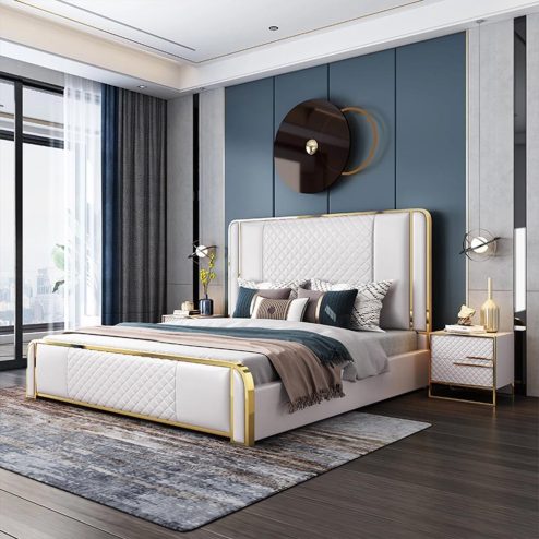 Giường Ngủ Bọc Da Mạ Viền GN-232