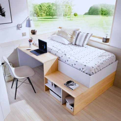 Giường Ngủ Thông Minh Kết Hợp Bàn Học Và Kệ Sách GN-325