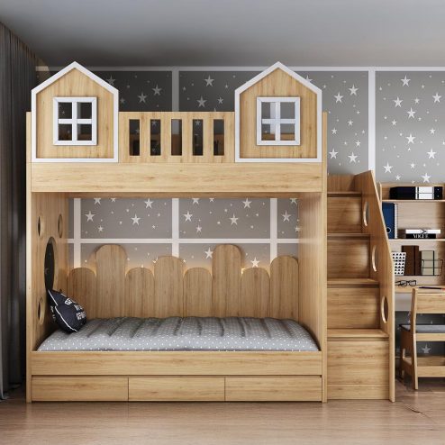 Giường Tầng MDF Mẫu Hình Ngôi Nhà GN-303