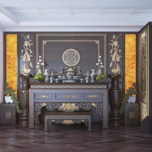 Không Gian Thờ Gỗ Gụ Cao Cấp BT-2334