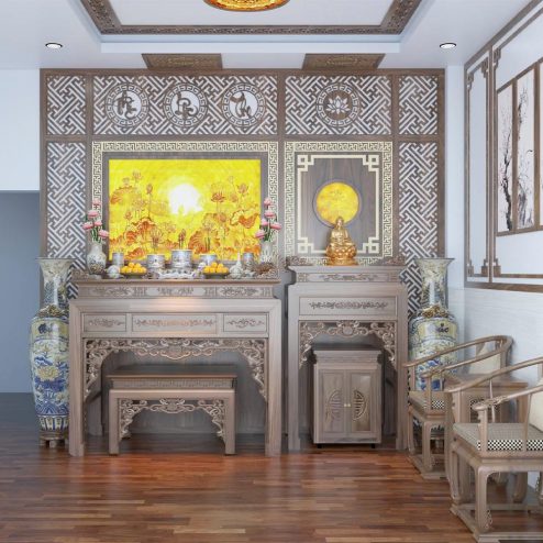 Không Gian Thờ Phật Kết Hợp Gia Tiên BT-2343