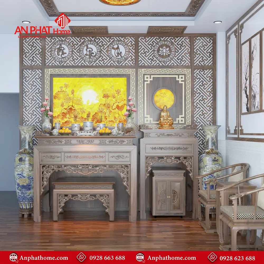 Không Gian Thờ Phật Kết Hợp Gia Tiên BT-2343 5 Không Gian Thờ Phật Kết Hợp Gia Tiên BT-2343