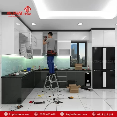 Tủ bếp đẹp đóng theo yêu cầu