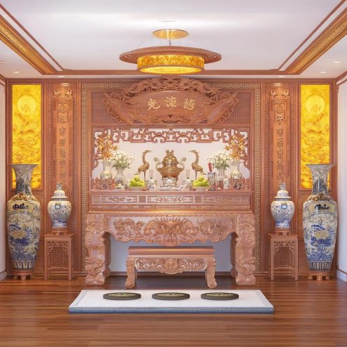 Phòng Thờ Biệt Thư Cao Cấp Gỗ Hương Đá BT-2329