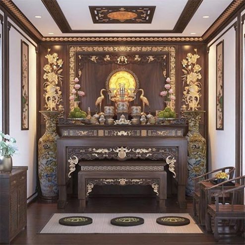 Phòng Thờ Biệt Thư Dát Vàng BT-2369