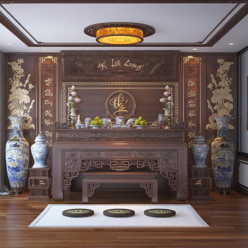 Phòng Thờ Cao Cấp Gỗ Gõ Đỏ BT-2338