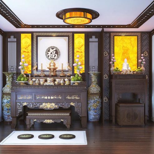 Phòng Thờ Đẹp Phật Kết Hợp Gia Tiên BT-2331