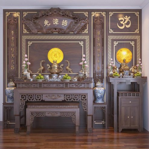 Phòng Thờ Hiện Đại Kết Hợp Phật Và Gia Tiên BT-2354