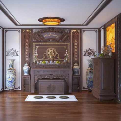 Phòng Thờ Phật Kết Hợp Gia Tiên Hiện Đại BT-2306