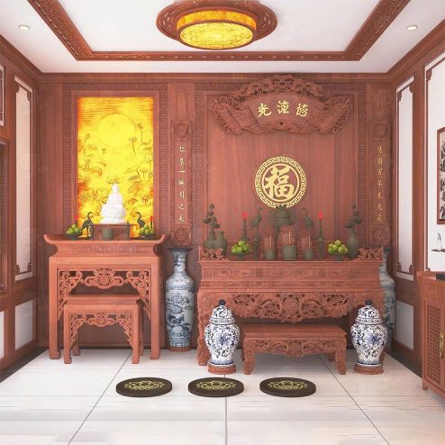 Sập Thờ Gia Tiên Kết Hợp Bàn Thờ Phật Cao Cấp BT-2328