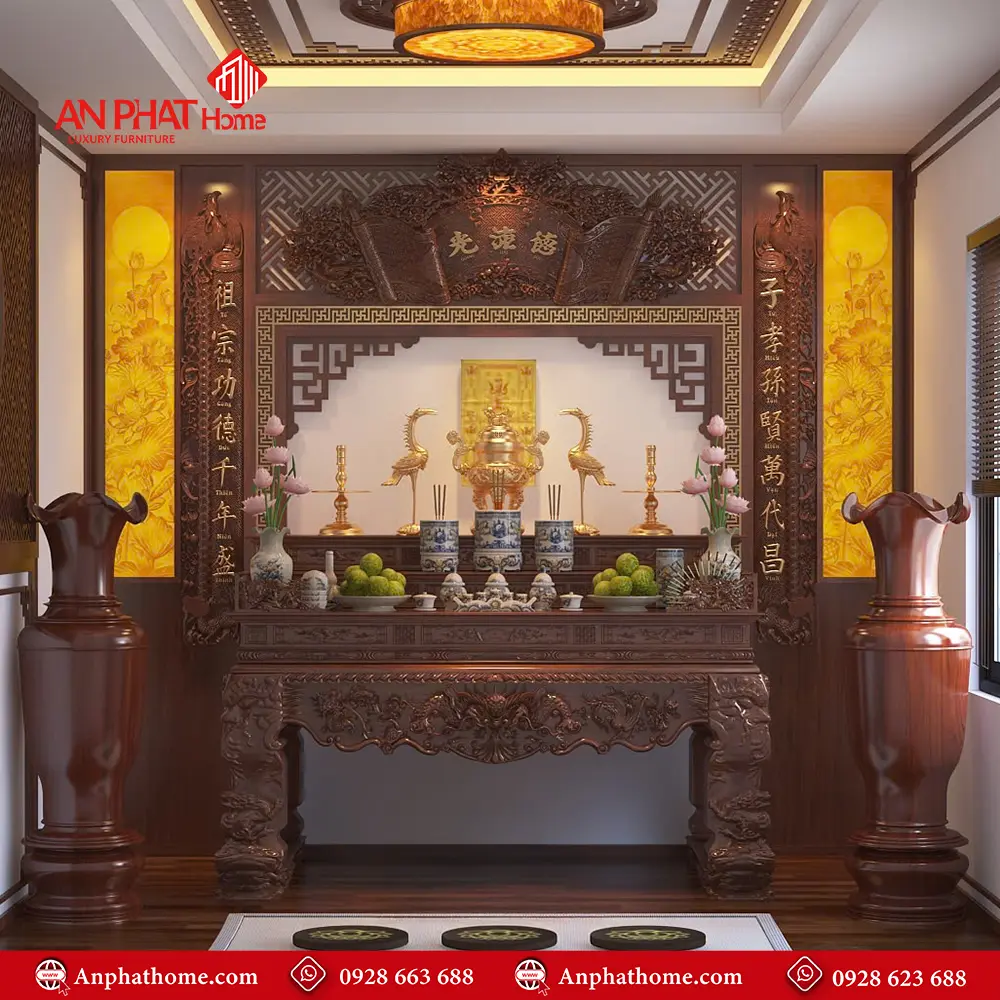 Sập Thờ Tam Cấp Gỗ Hương Đá Cao Cấp BT-2347 5 Sập Thờ Tam Cấp Gỗ Hương Đá Cao Cấp BT-2347