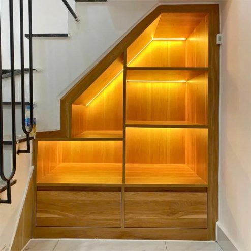 Tủ Cầu Thang Đẹp Có Led T-5360