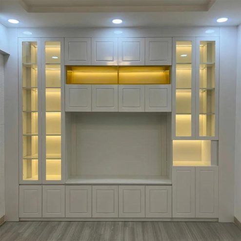 Tủ Kệ Tivi Cánh Kính kết Hợp Đèn Led Hiện Đại T-5401